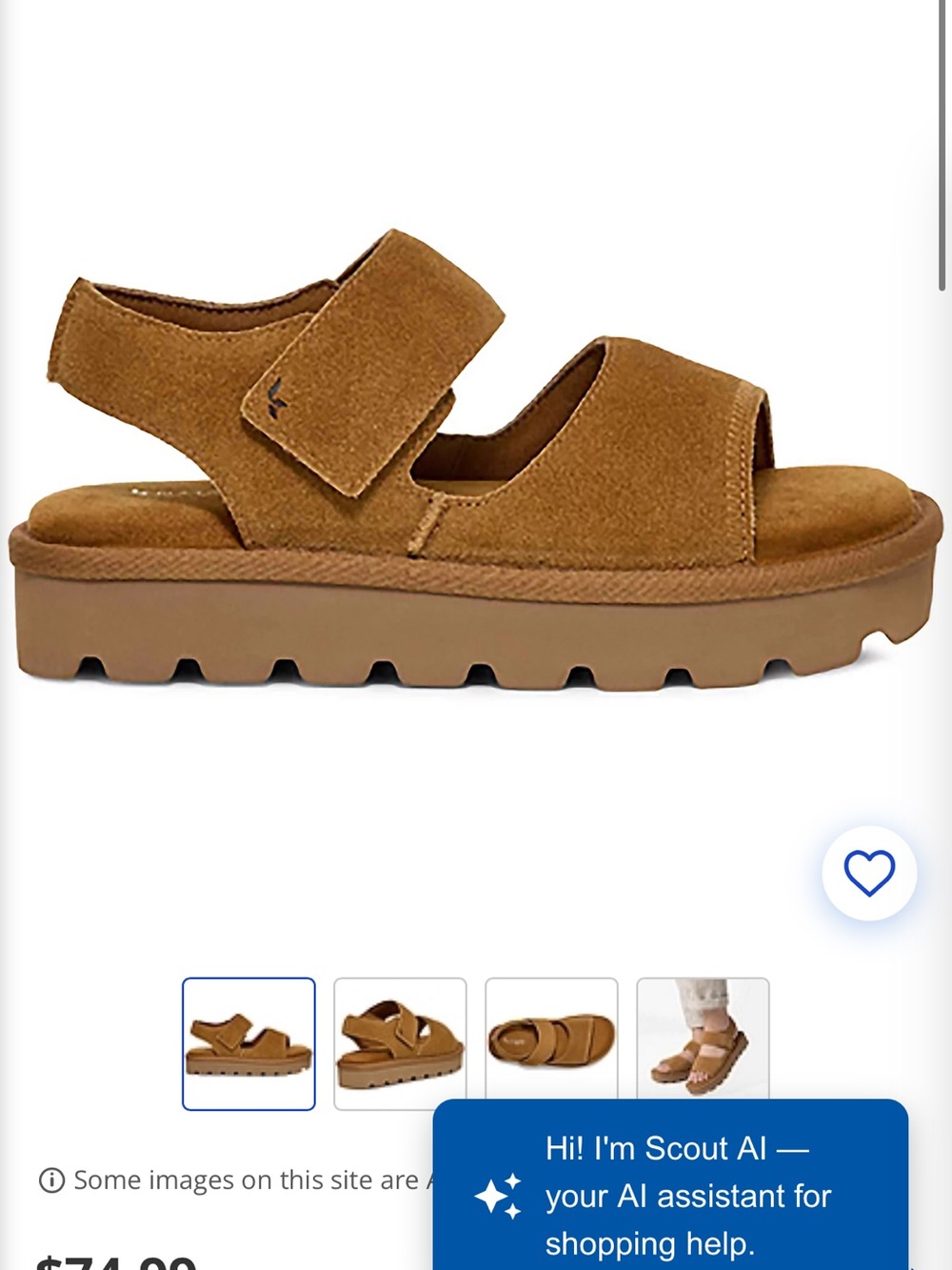 Koolaburra by Ugg Women’s Suede Adjustable Two‑Strap Platform Sandal in Tan
